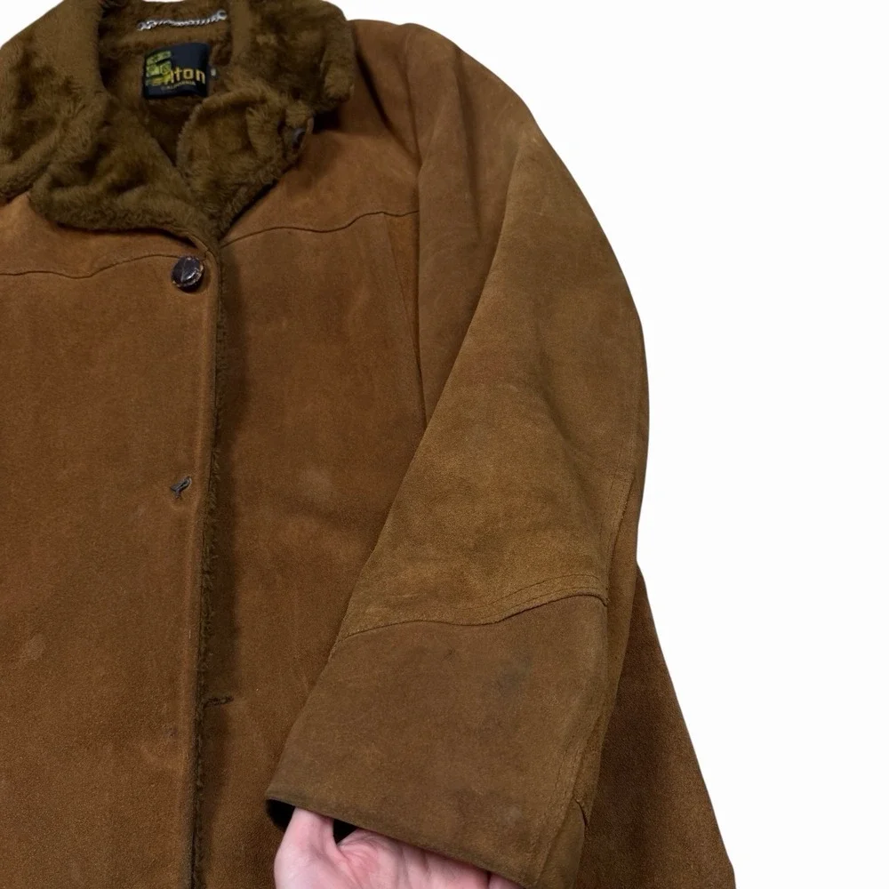 Vintage Silton California‎ Coat Suede Leather Jacket Fur Lined Men's Size 46